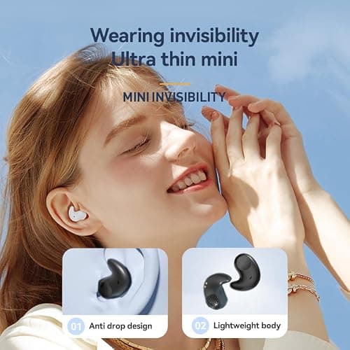 Bluetooth Earbuds,Wireless Sleep Ear Buds,Invisible Noise Cancelling Headphones,Bluetooth 5.4 Sleeping Headset for Side Sleepers Small Ears Canal,Discreet in-Ear Tiny Earphones,for Samsung/Android — view 3