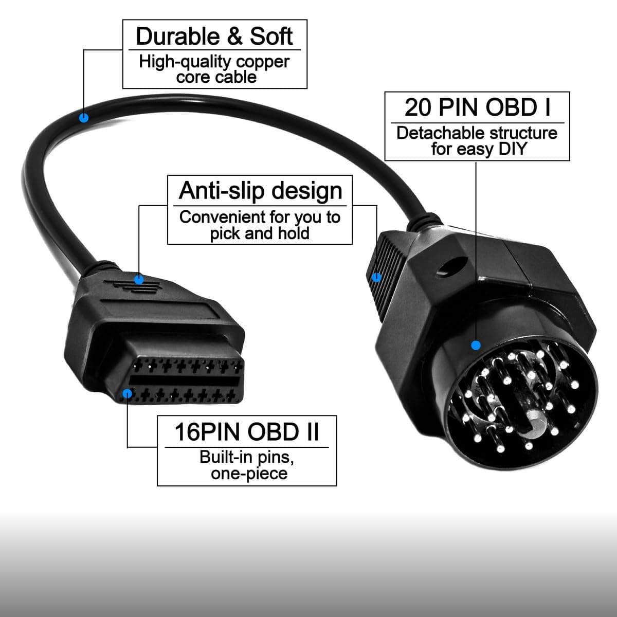 OBD OBD2 16 Pin Connector Diagnostic Adapter for BMW 20 Pin — view 3