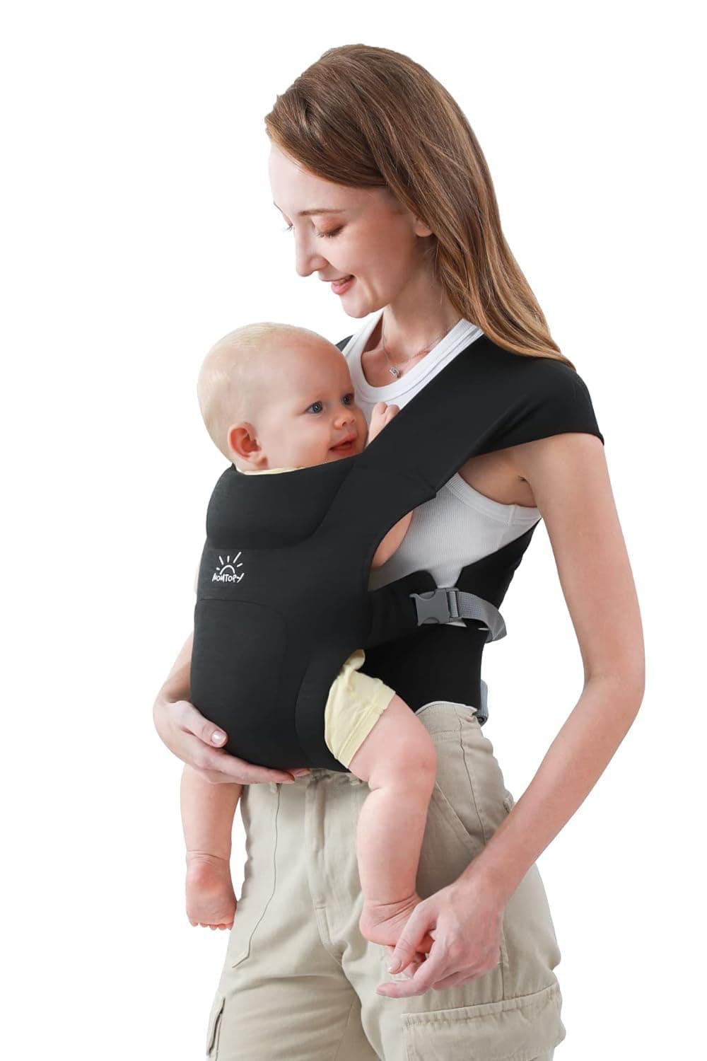 MOMTORY Baby Carrier from Newborns, Comfortable Hip Seat for Baby, 3-12 kg, Ergonomic Carrier for Newborn to Toddler with Velcro Fastening, Easily Adjustable Hip Carrier