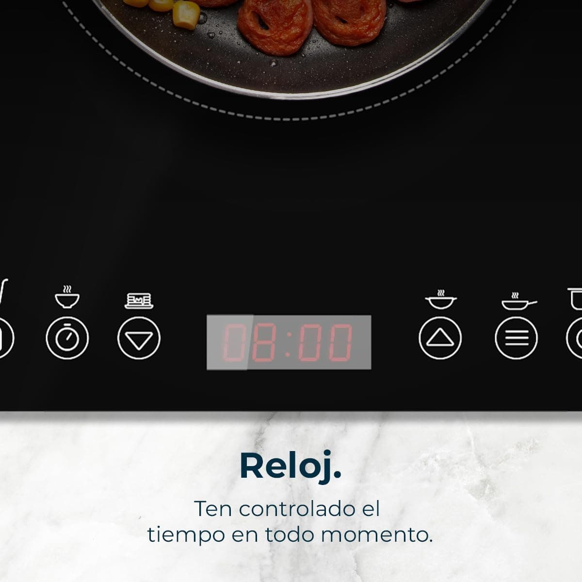 Cecotec Placa de Inducción Portátil 1 Fuego Full Magma Slim. 2000W de Potencia en 8 Niveles, Diseño en Cristal de Alta Resistencia, Display Táctil, Temporizador, Fácil Limpieza Negro | Slim — view 5