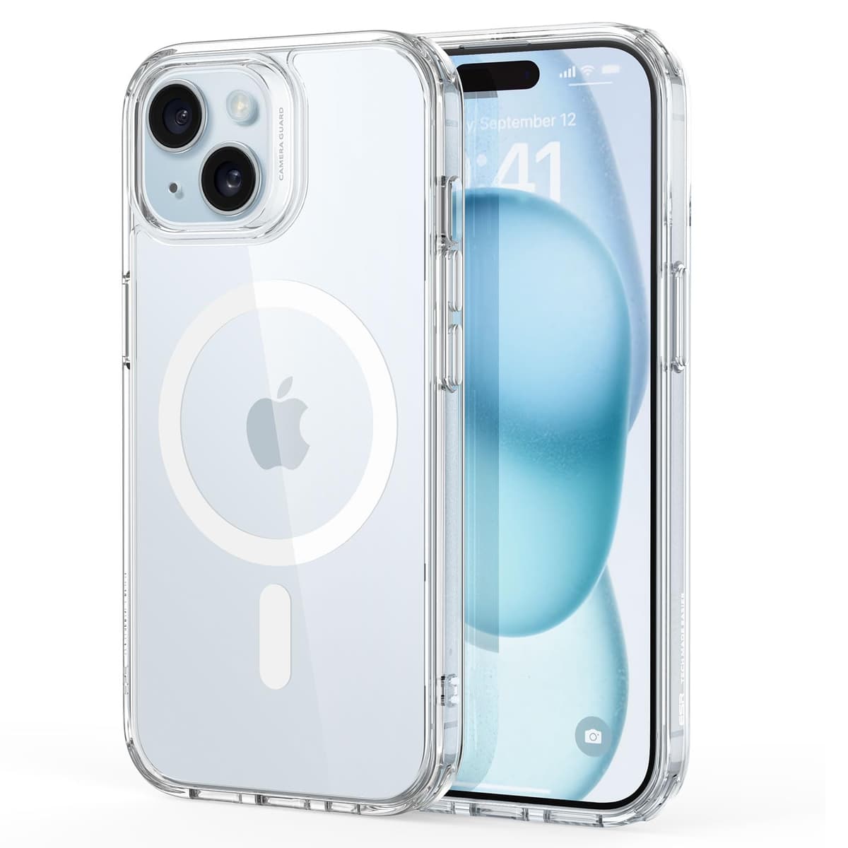 ESR Funda para iPhone 15, Compatible MagSafe, Protección Grado Militar a Prueba Golpes, Funda Magnética para iPhone 15, Funda Híbrida Classic (HaloLock), Transparente