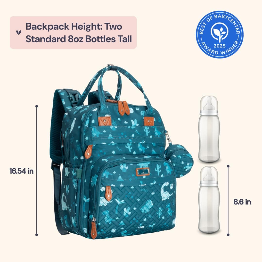 BabbleRoo Baby Changing Bag Backpack, Nappy Changing Back Pack Diaper Bags with Changing Mat & Pacifier Holder for Mom & Dad — view 2