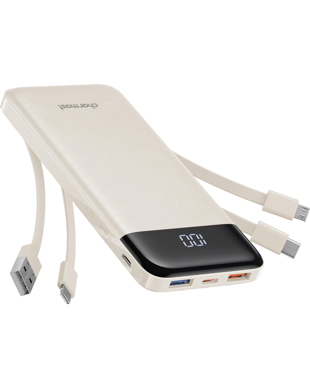 charmast Portable Charger with Built in Cables, Power Bank with Cords Wires, Slim 10000mAh Travel Battery Pack 6 Outputs 3 Inputs 3A Fast Charging for Samsung Google Pixel LG Moto iPhone iPad — view 11