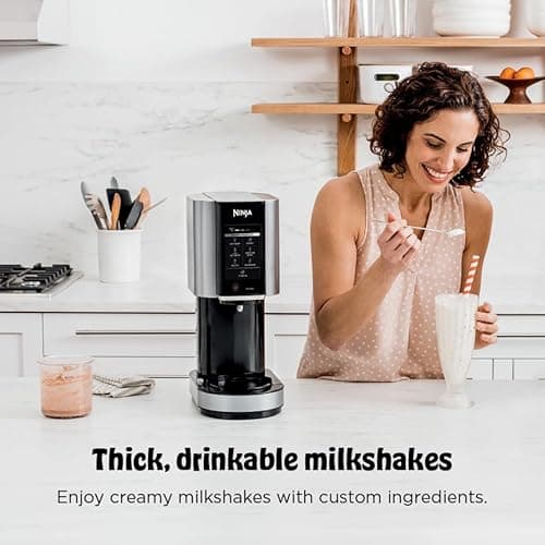 Ninja NC301 CREAMi Ice Cream Maker, for Gelato, Mix-ins, Milkshakes, Sorbet, Smoothie Bowls & More, 7 One-Touch Programs, with (2) Pint Containers & Lids, Compact Size, Perfect for Kids, Silver — view 9