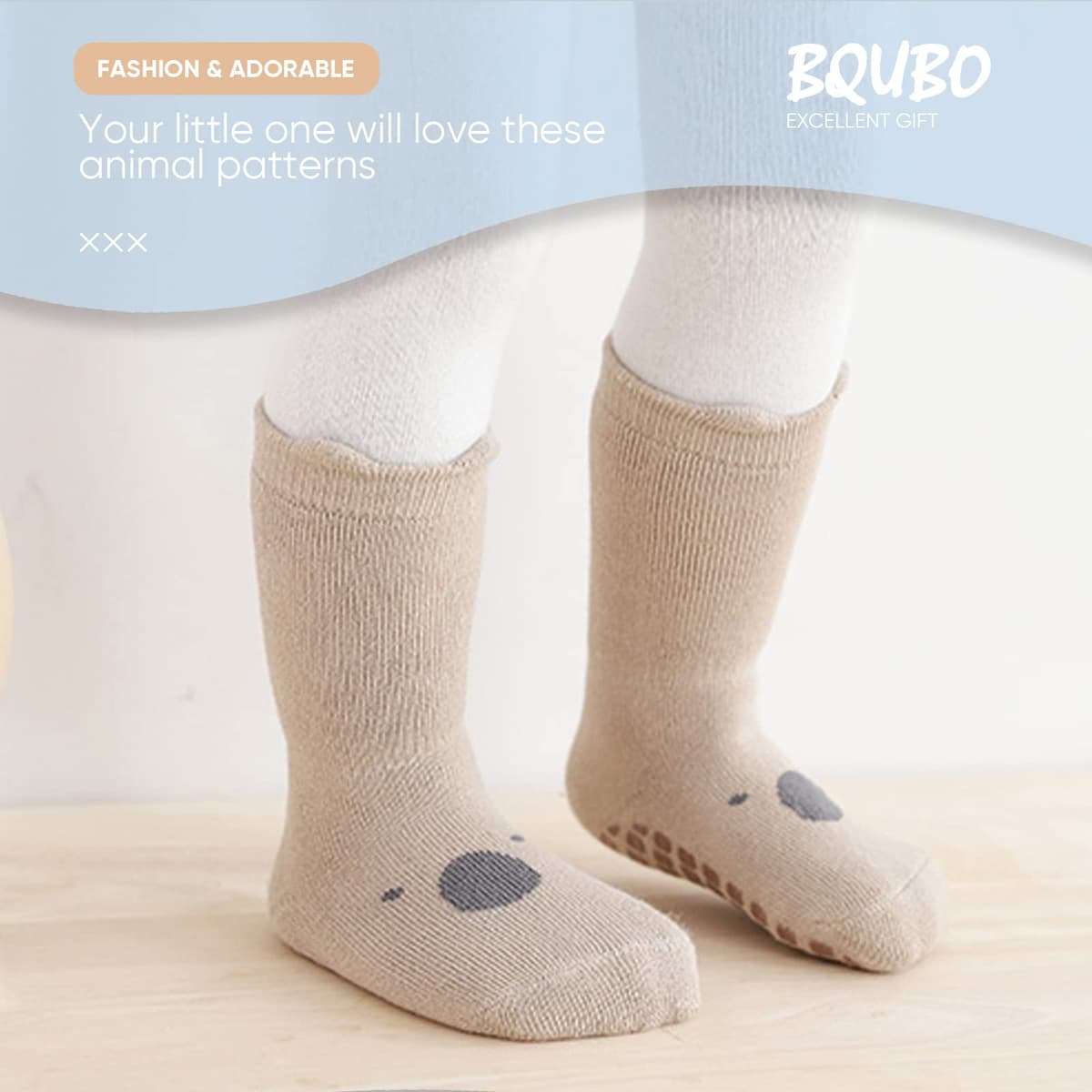 DRESHOW Bebés Calcetines Antideslizantes Calcetines de Tripulación de Tobillo con Agarres Calcetines de Algodón de Dibujos Animados para Bebé Niñas Niños — view 4
