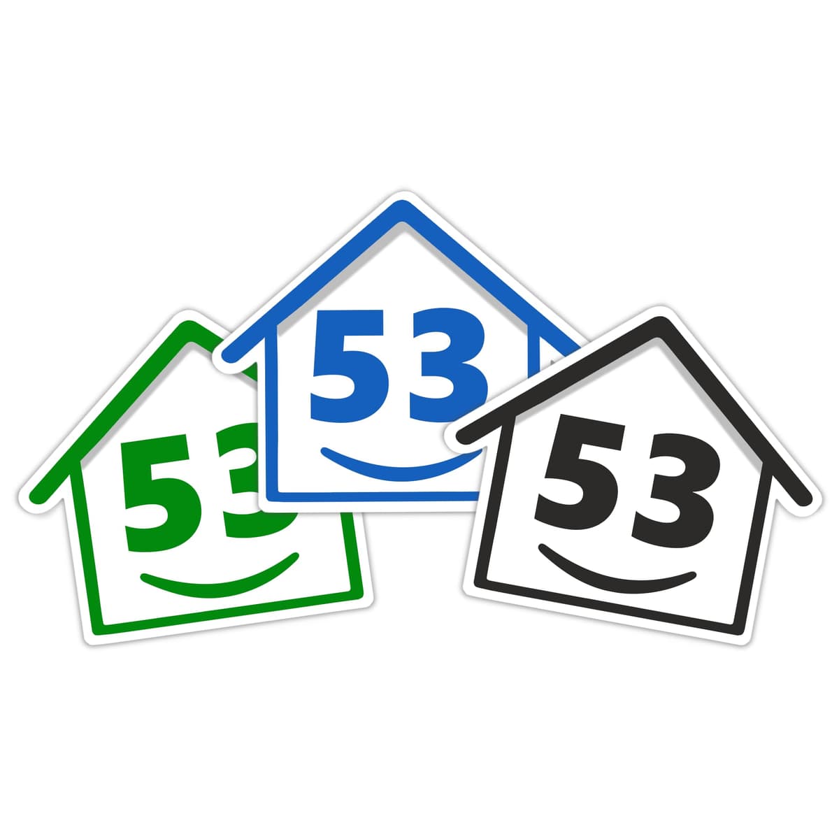 3 x Bin Numbers for Wheelie Bins, 1-99, 15cm ‘Happy House’ Colour Design Dustbin Stickers, Easy Application Stick On Number Stickers - Weatherproof Self Adhesive Vinyl – Blue, Black and Green (1) — view 17