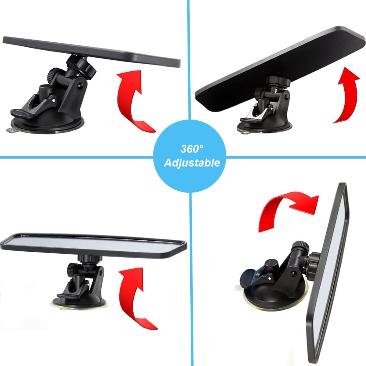 KITBEST Rear View Mirror Learner Driving Instructor Examiner Mirror Car Interior Mirror Wide Angle Adjustable with Suction Cup for Car SUV Trucks 240 X 64mm 240mm Mirror+0 Blindspot mirror — view 3