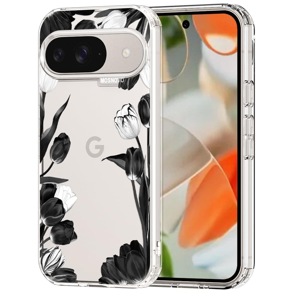 MOSNOVO Case for Google Pixel 9 & Pixel 9 Pro, [Buffertech 6.6ft Military-Grade Drop Protection] [Anti Peel Off Tech] Clear TPU Bumper Phone Case Cover Design - Eucalyptus — view 90