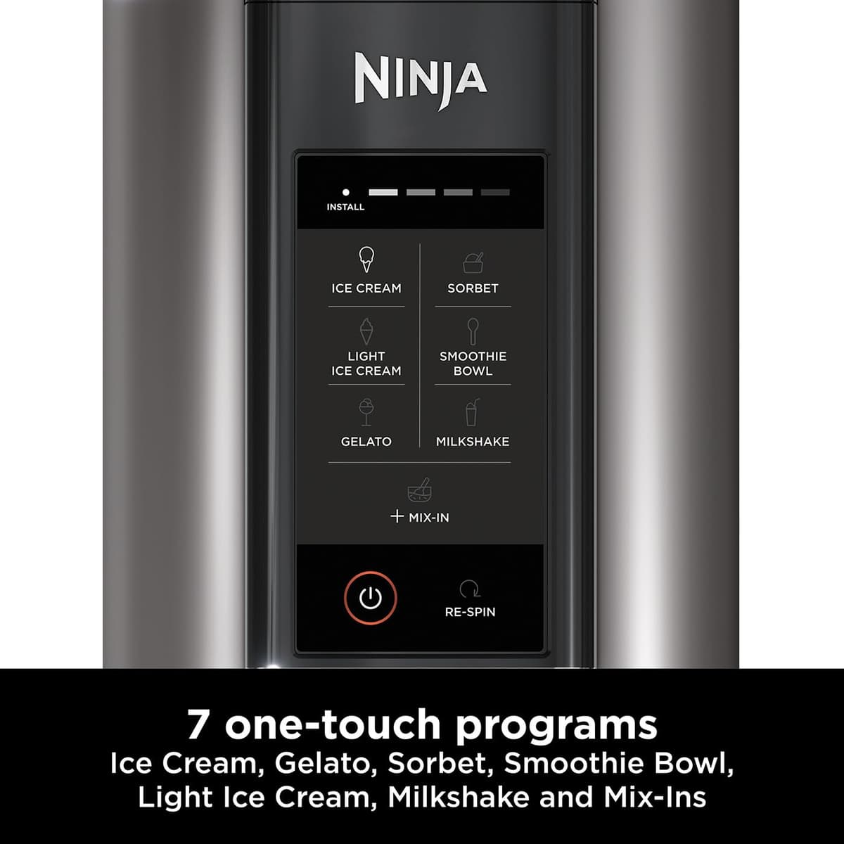 Ninja CREAMi Ice Cream Maker & Frozen Dessert Maker with 3 Tubs, 7 Programs, Makes Ice Cream, Gelato, Sorbet, Smoothie Bowl, Milkshakes and more, Black/Silver, Makes 1.4L of Ice Cream, NC300UK — view 3