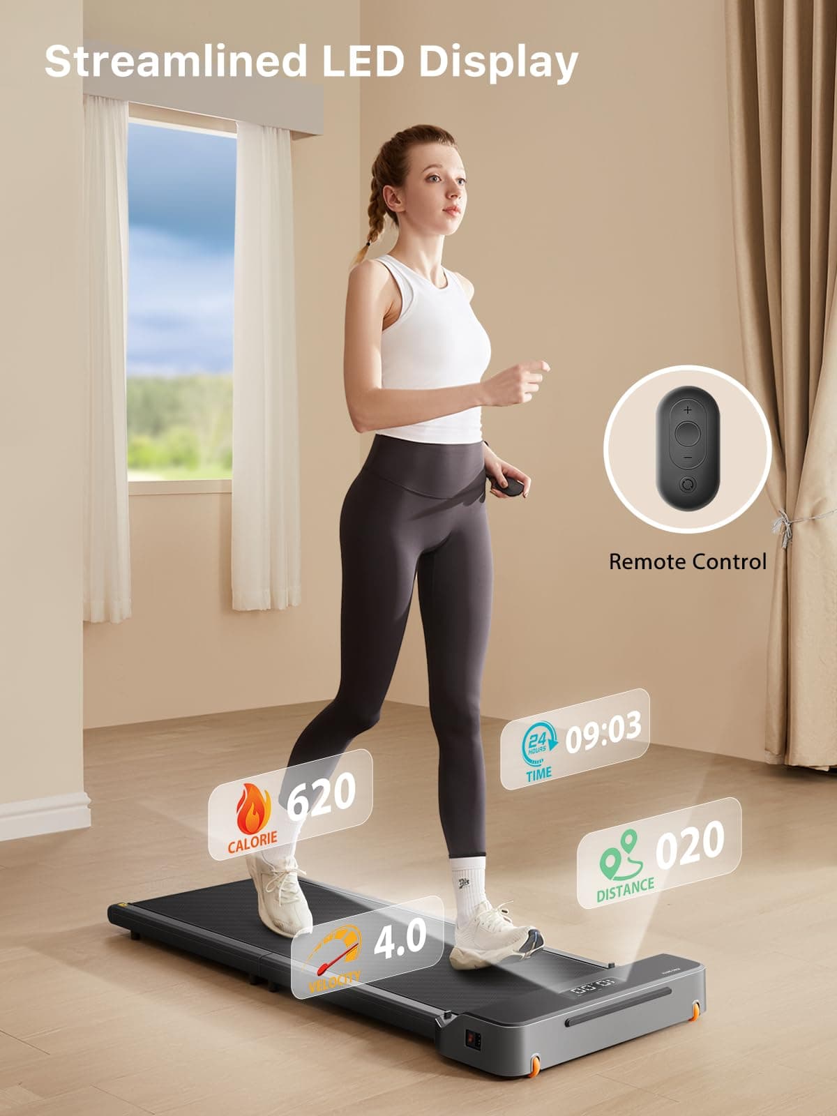 WALKINGPAD Foldable Walking Pad for Home Office, Under Desk Treadmill with Adaptive Speed Control, Compact Design for Small Spaces, No Assembly Needed — view 3