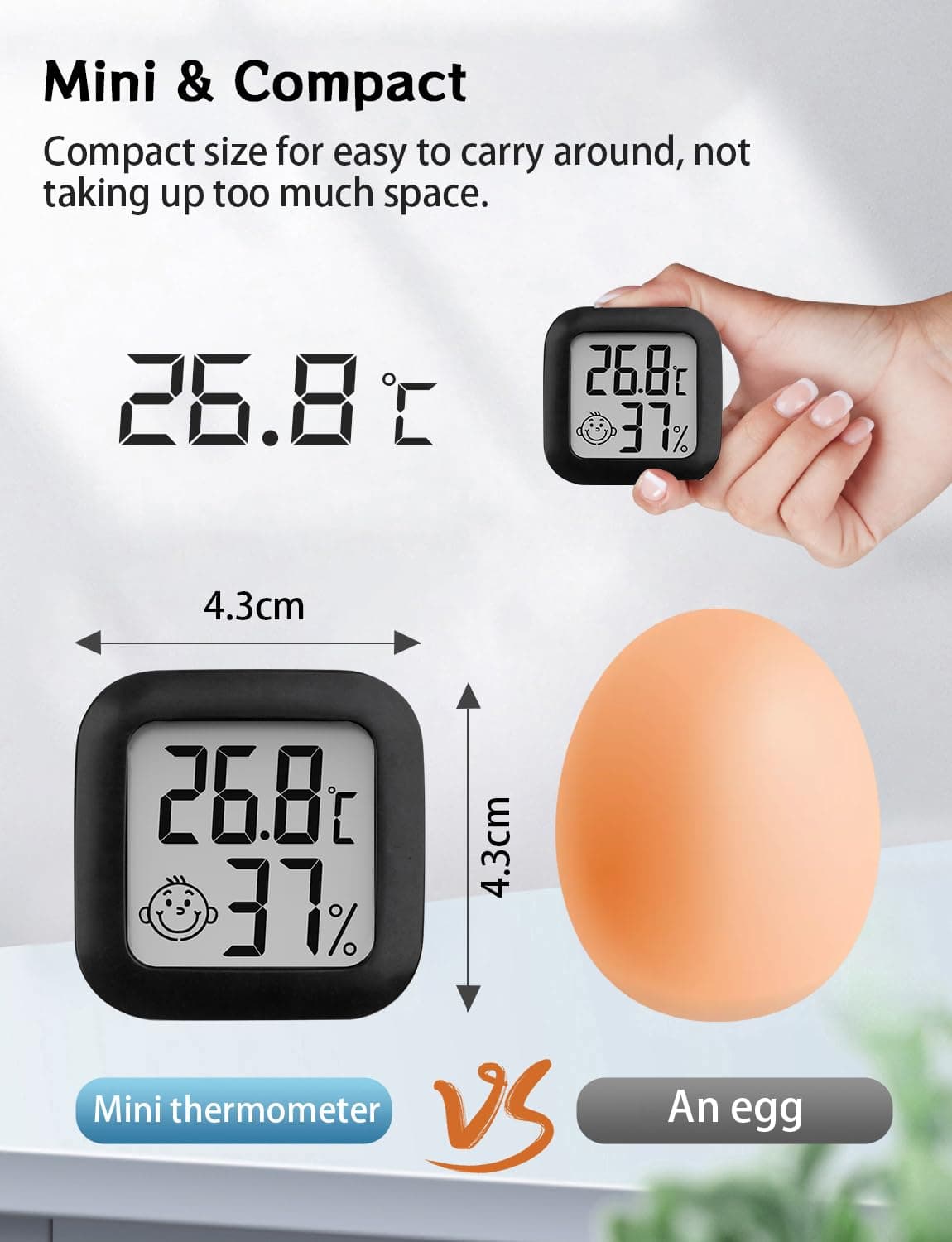 3 piezas - Mini Termómetro Higrómetro Digital, Medidor de Temperatura para Medición de Temperatura y Humedad del Casa Ambiente — view 5