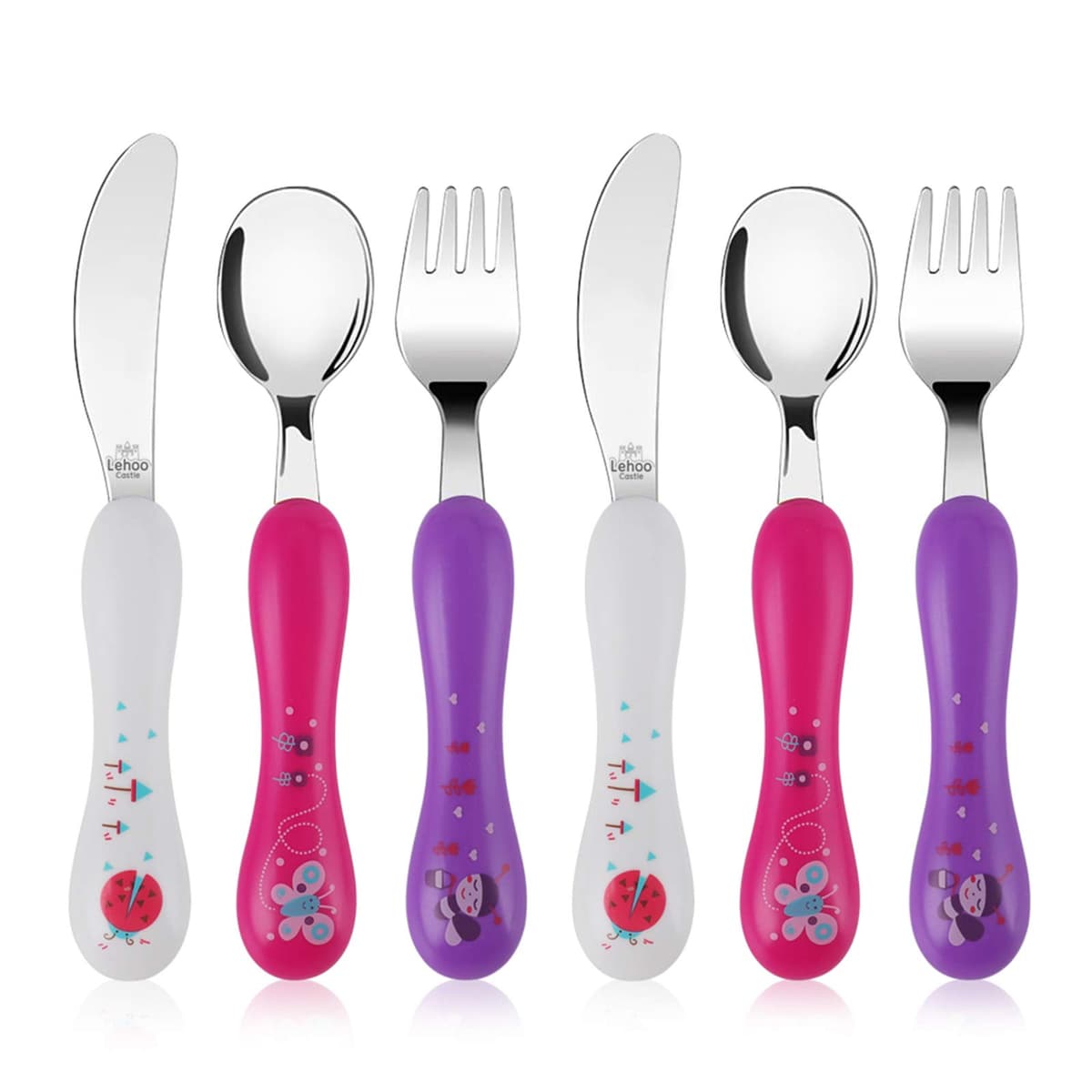Lehoo Castle Children's Cutlery Set, 6pcs Stainless Steel Toddler Cutlery Kids Cutlery Flatware, Incudes 2 x Spoons, 2 x Forks, 2 x Knives — view 15