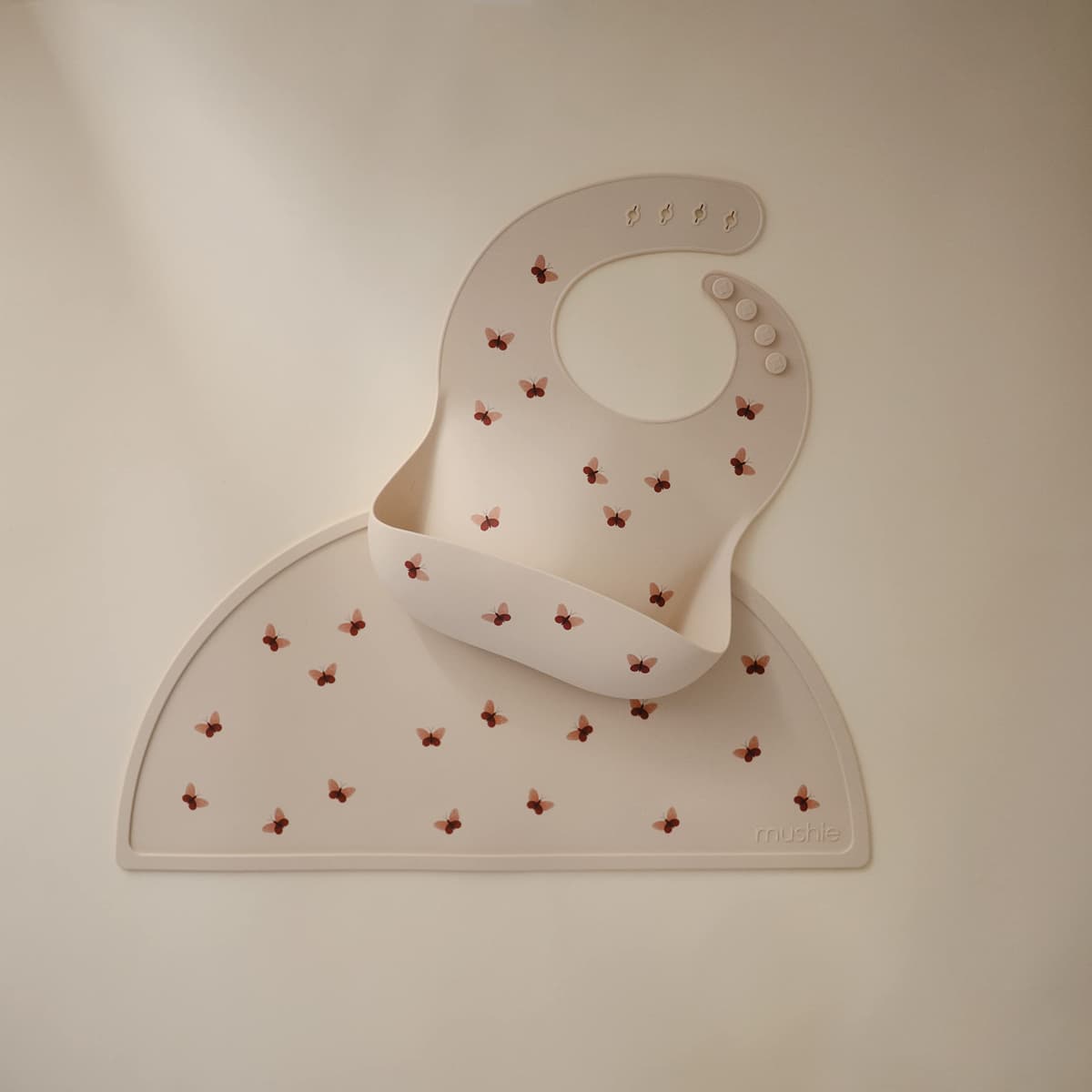 Mushie Baby Silicone Bib | Adjustable Fit Waterproof Bibs | Easy Wipe Baby Feeding Bibs | 4 Adjustable Sizes with Deep Front Pockets | 100% BPA and Phthalate Free — view 2