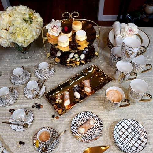 Matrix Gold Porcelain Coffee & Tea Mug Set – Premium Fine Porcelain with Elegant Gold-Plated Finish, Luxury Drinkware for Everyday Dining, Entertaining & Special Occasions — view 5