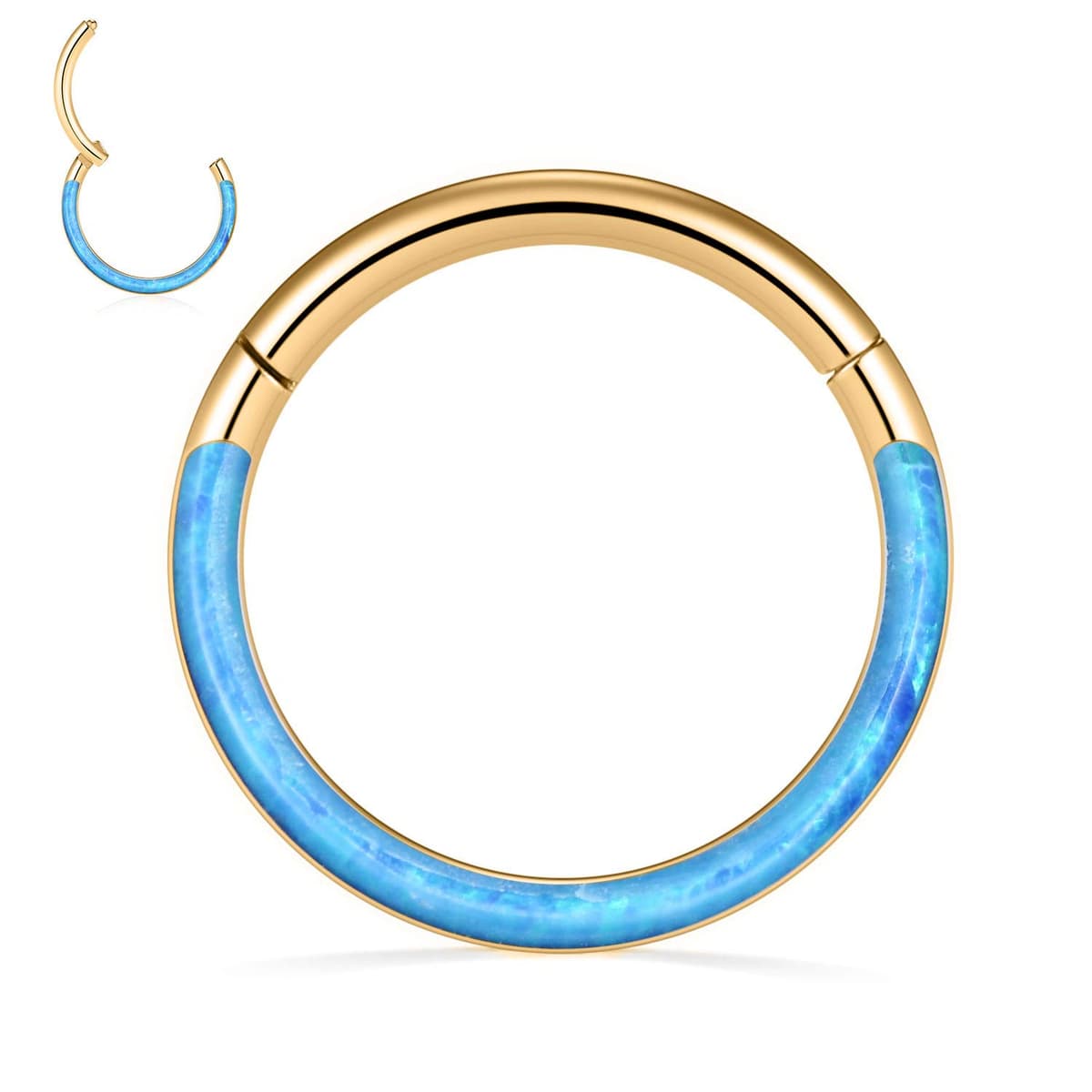 hengkaixuan CZ Opal Septum Jewellery Daith Ring Conch Hoop Seamless Clicker Ring Surgical Steel Rook Tragus Conch Piercing Jewellery Small Hoop Earring Nose Hoop Ring — view 13