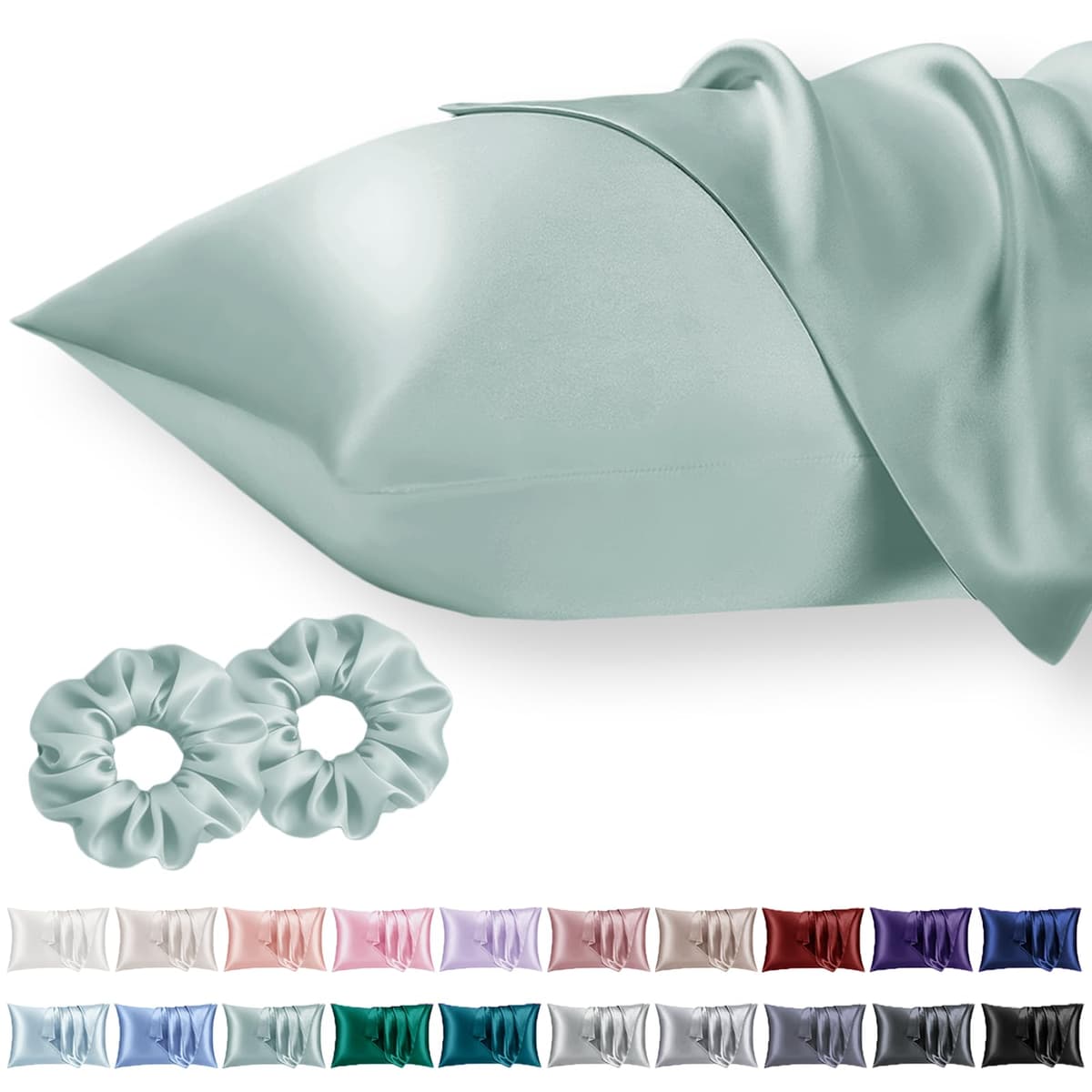 Vielit 2 Pack Satin Pillowcase for Hair and Skin Cooling,Soft as Silk Pillowcase for Hair and Skin,Easier Care than Silk Pillow Case Beige 50x75cm Gifts for Women Envelope & 2 Scrunchies — view 19