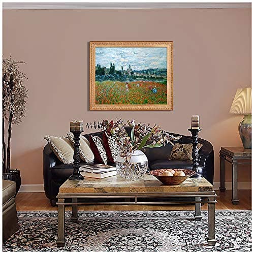 Poppy Field near Vetheuil 1879 by Claude Monet Framed Size:34.5x28.5 inches,Image Size:30x24 inches World Classic Reproductions For HomeDecor,Vintage Pattern Gold Frame — view 5