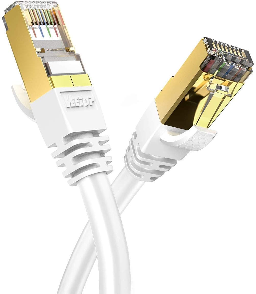VEEtOP Cable Ethernet Cat 8 de Red con Conectores rj45 Oro para 40 Gigabit Internet LAN 1m Negro — view 16