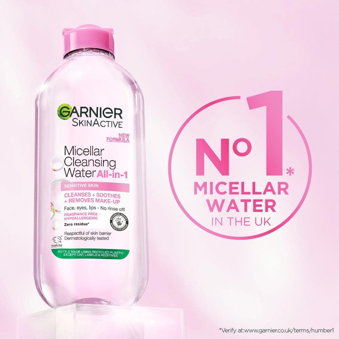 Garnier Micellar Cleansing Water 700ml, Gentle face cleanser & Make up Remover, Suitable For All Skin Types Including Sensitive Skin, Soothing Formula, Dermatologically Tested — view 2
