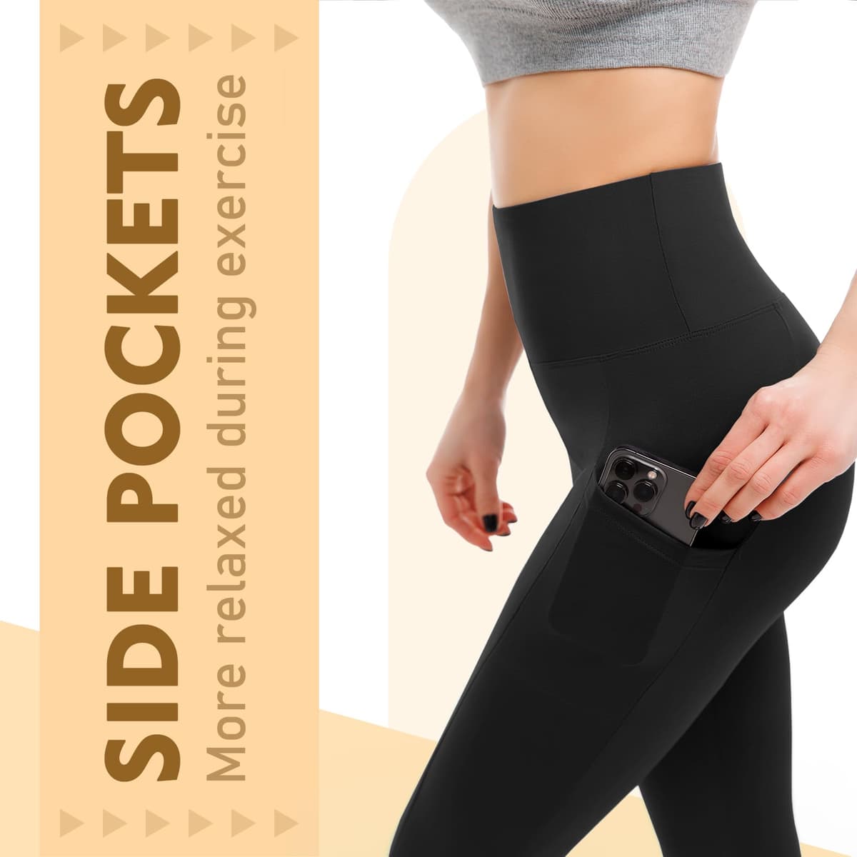 Leggings for Women UK with Pockets, 2 Pack Gym High Waisted Leggings for Workout Running Yoga — view 2