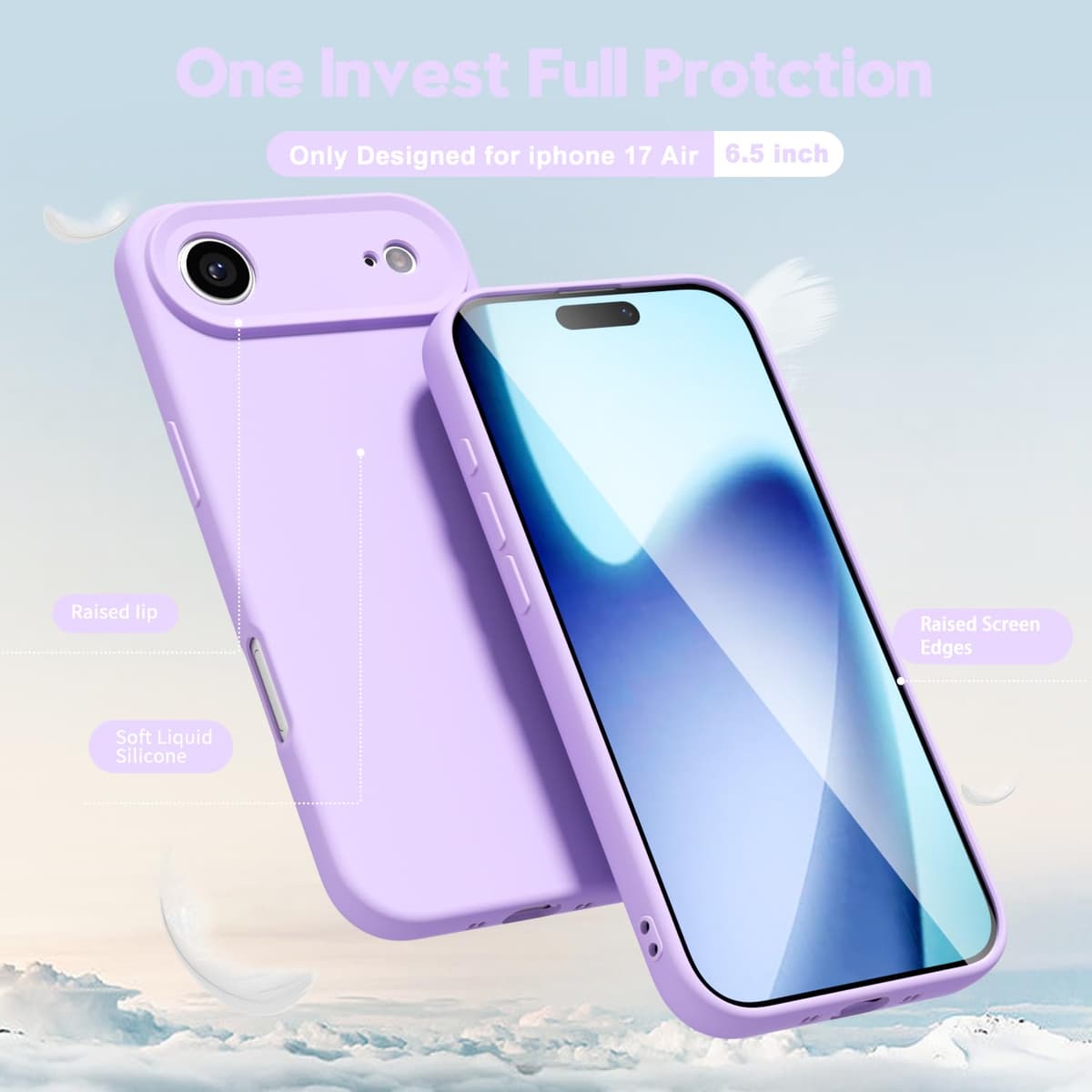 oakxco for iPhone 17 Pro Max Phone Case Liquid Silicone, Cute Thin Slim Grip Soft Rubber Gel for Women Men, Smooth Matte TPU Plain Solid Color Girly Simple Case with Camera Cover, Light Pink — view 1758