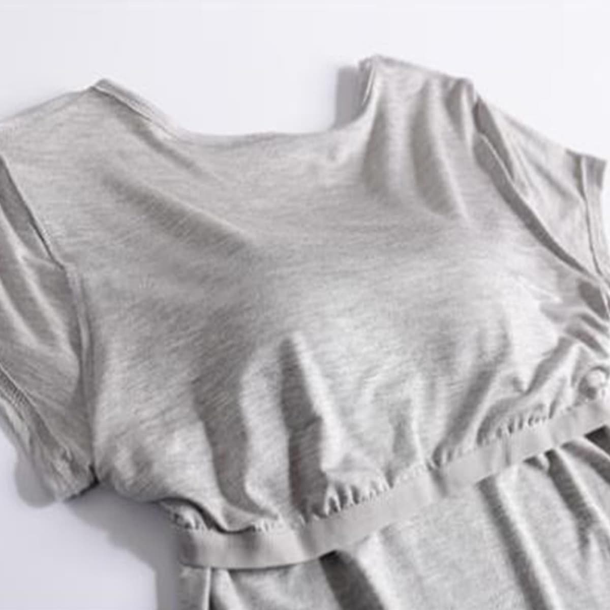 Womens Shirts with Built in Bra Short Sleeve Shirts Summer Casual Athletic Workout Yoga Shelf Bra Padded T Shirts Tops — view 6