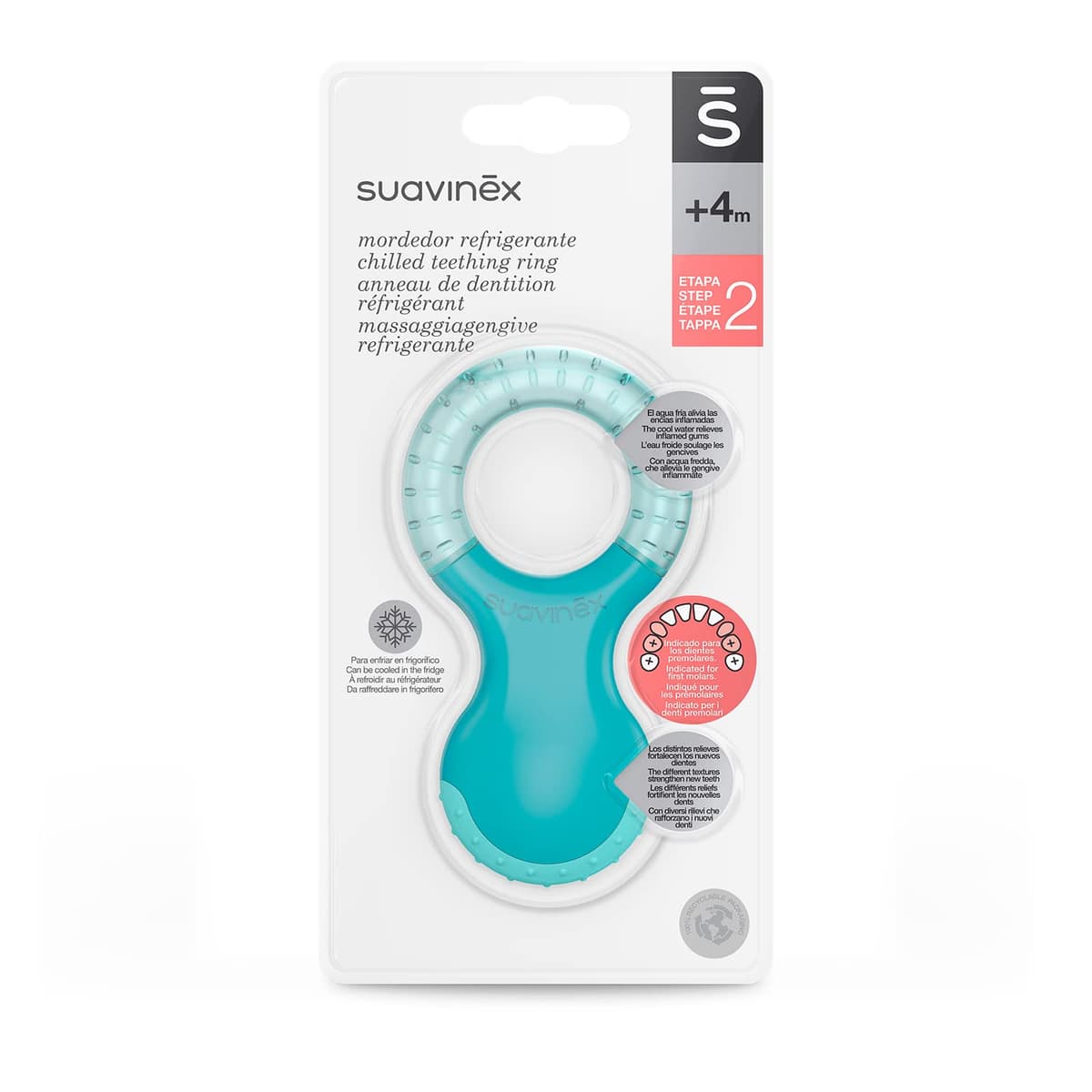 SUAVINEX Mordedor de Bebé Refrigerante, a partir de 4 Meses. Anillo de Dentición Refrigerante, con Relieves, Azul — view 2