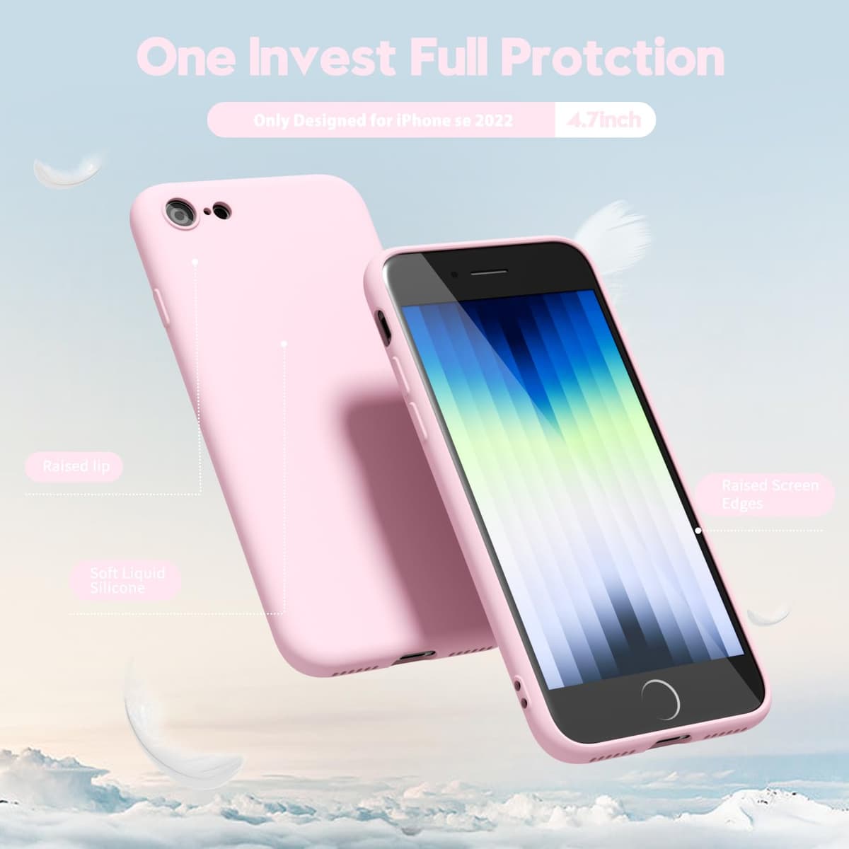 oakxco for iPhone 17 Pro Max Phone Case Liquid Silicone, Cute Thin Slim Grip Soft Rubber Gel for Women Men, Smooth Matte TPU Plain Solid Color Girly Simple Case with Camera Cover, Light Pink — view 975