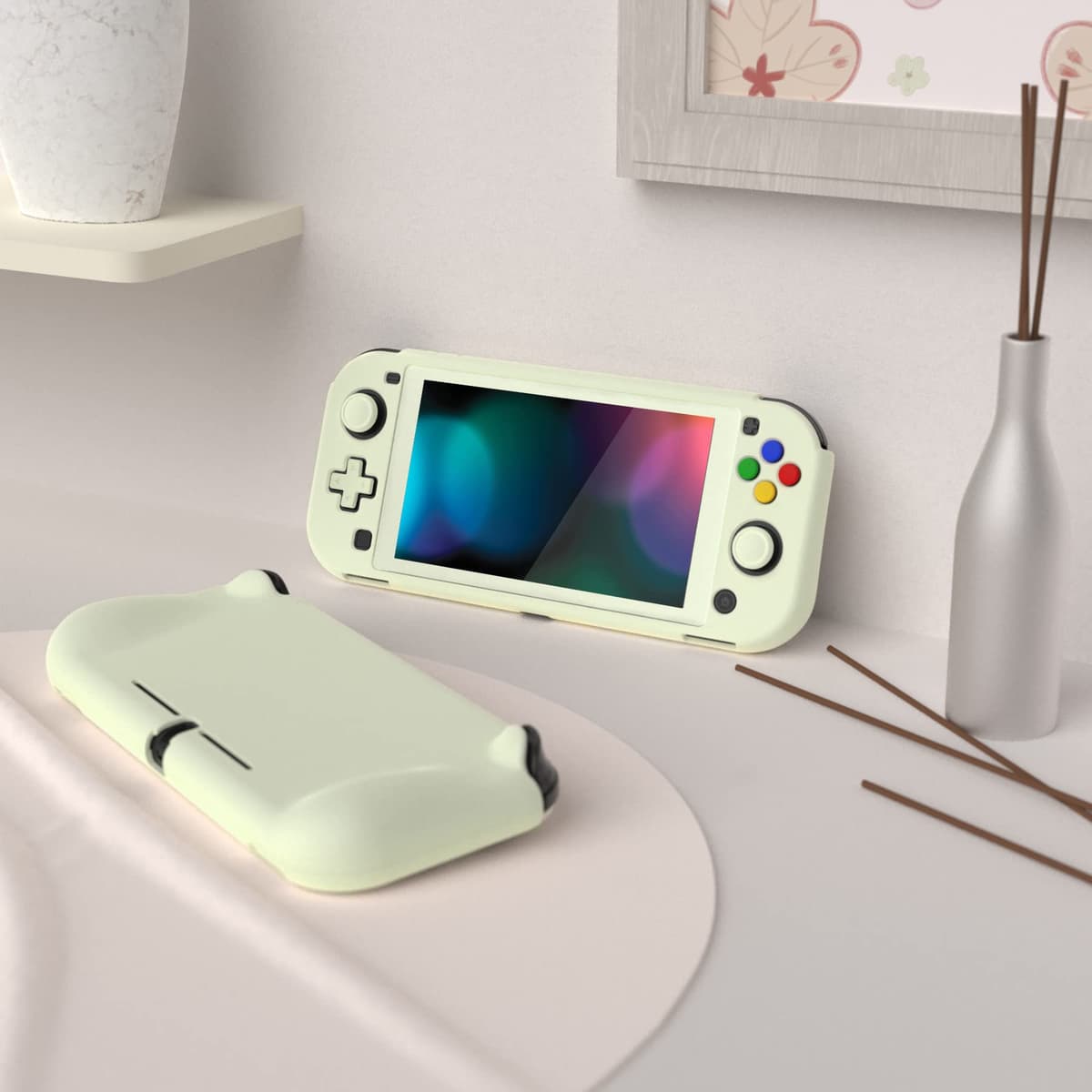 playvital ZealProtect Protective Case for Nintendo Switch Lite, Hard Shell Grip Cover for Nintendo Switch Lite w/Screen Protector & Thumb Grip Caps & Button Caps - Antique Yellow — view 3