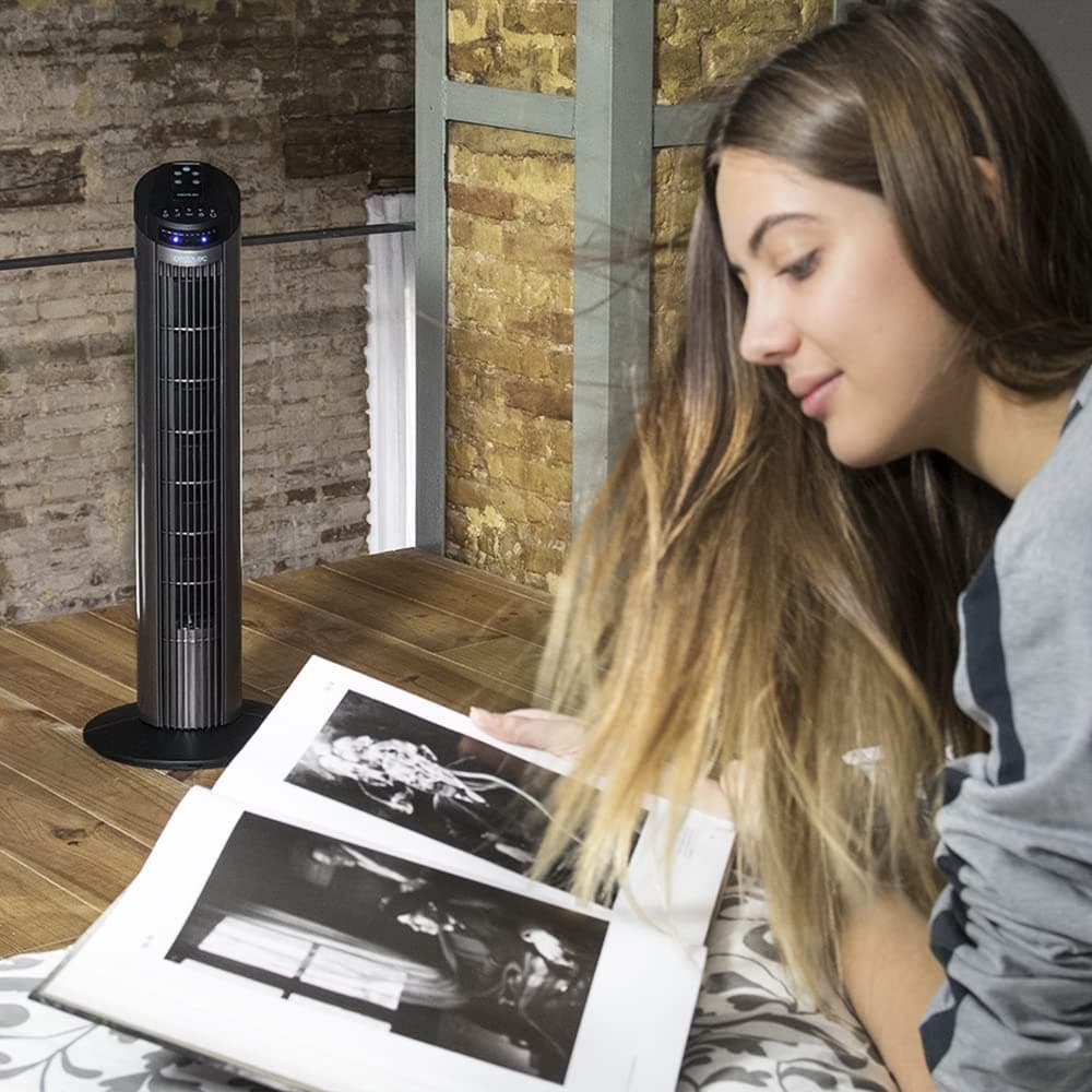 Cecotec Ventilador de Torre Digital con Temporizador y Mando a Distancia EnergySilence 890 Skyline. 50 W, 30'' (76cm) de Altura, Oscilación, Motor de Cobre, 3 Velocidades, 3 Modos, Negro — view 4