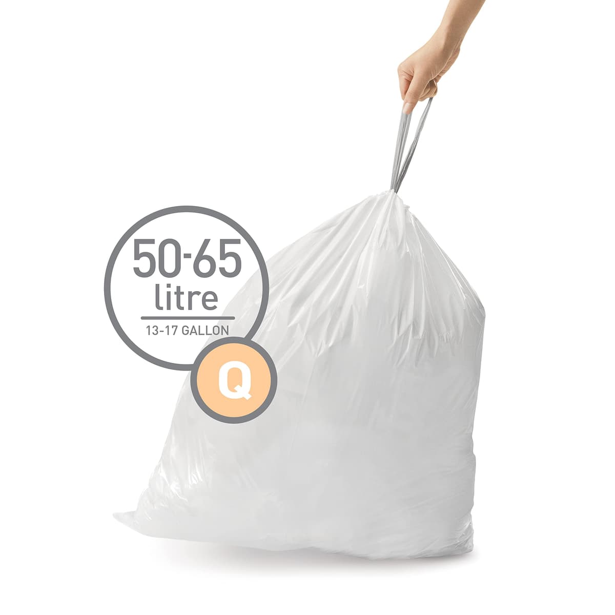 simplehuman CW0258 3 x paquete de 20 bolsas de basura a medida (60 bolsas), código H, plástico blanco — view 57