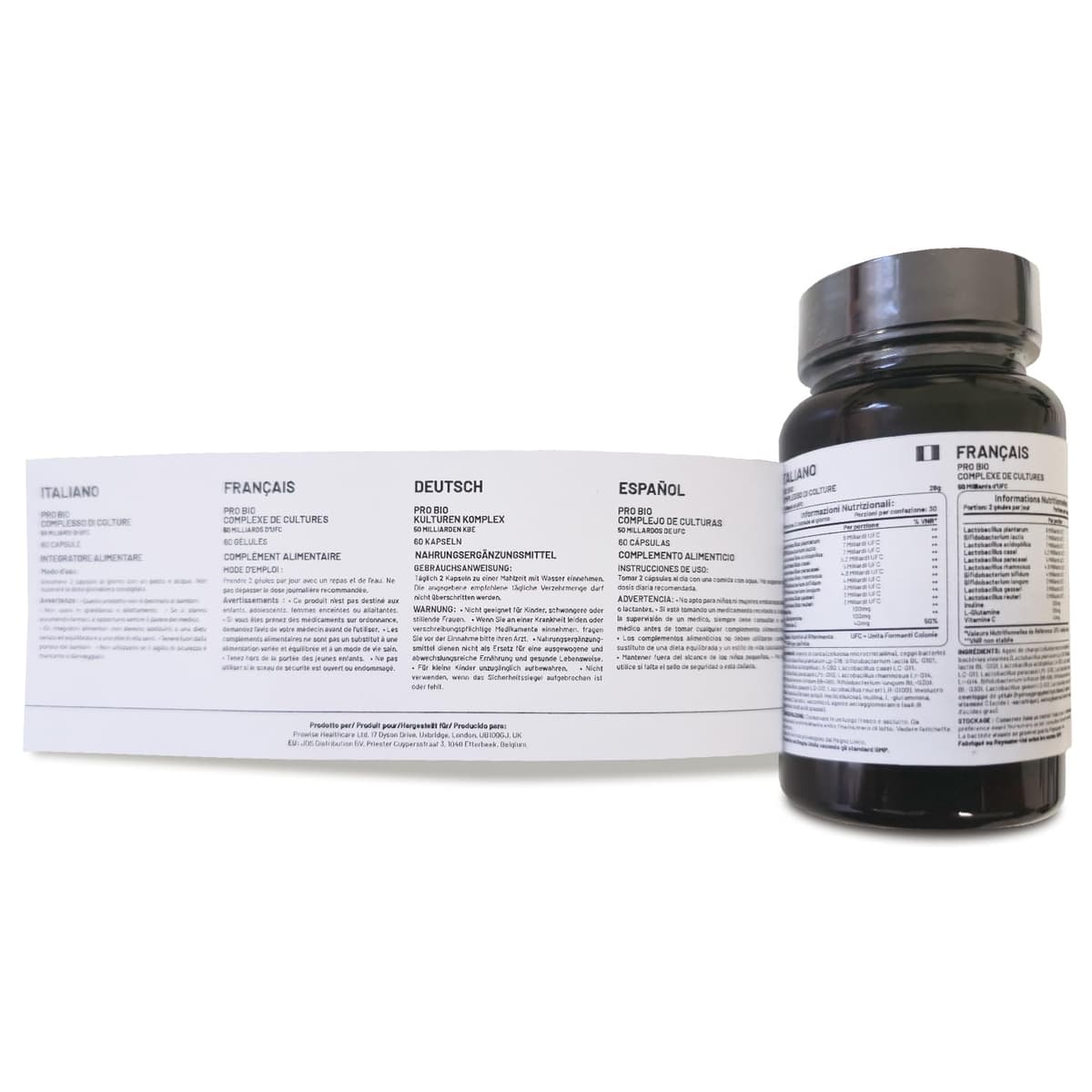 Bio Cultures Complex Probiotics and Prebiotics - 50 Billion CFU - 10 Live Bacteria Strains – Added with Inulin, L-Glutamine & Vitamin C - 60 Capsules | Advanced Probiotic for Women & Men by Prowise — view 6