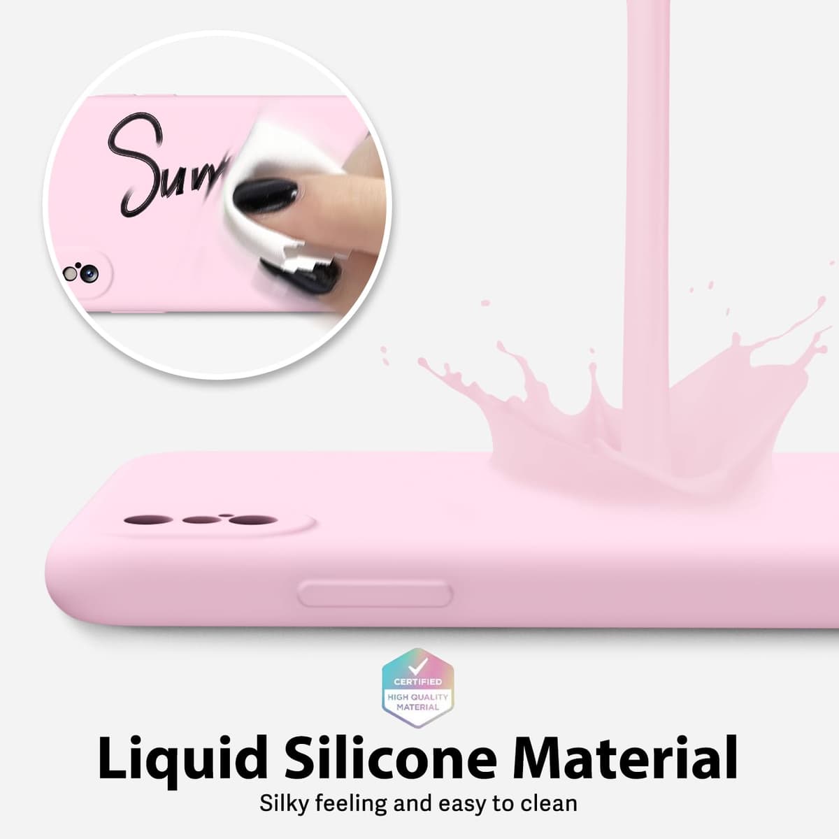 oakxco for iPhone 17 Pro Max Phone Case Liquid Silicone, Cute Thin Slim Grip Soft Rubber Gel for Women Men, Smooth Matte TPU Plain Solid Color Girly Simple Case with Camera Cover, Light Pink — view 1054