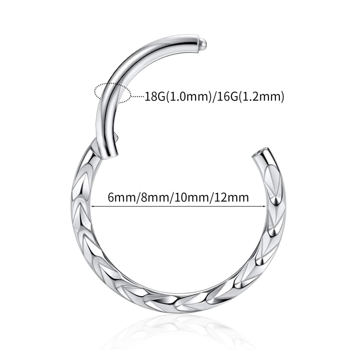 AROWRO 16G Stainless Steel Septum Clicker Daith Earrings Daith Rook Tragus Helix Cartilage Lobe Septum Piercing Jewelry Snake/Pyramid/Arrow/Star Design Hinged Segment Ring — view 5
