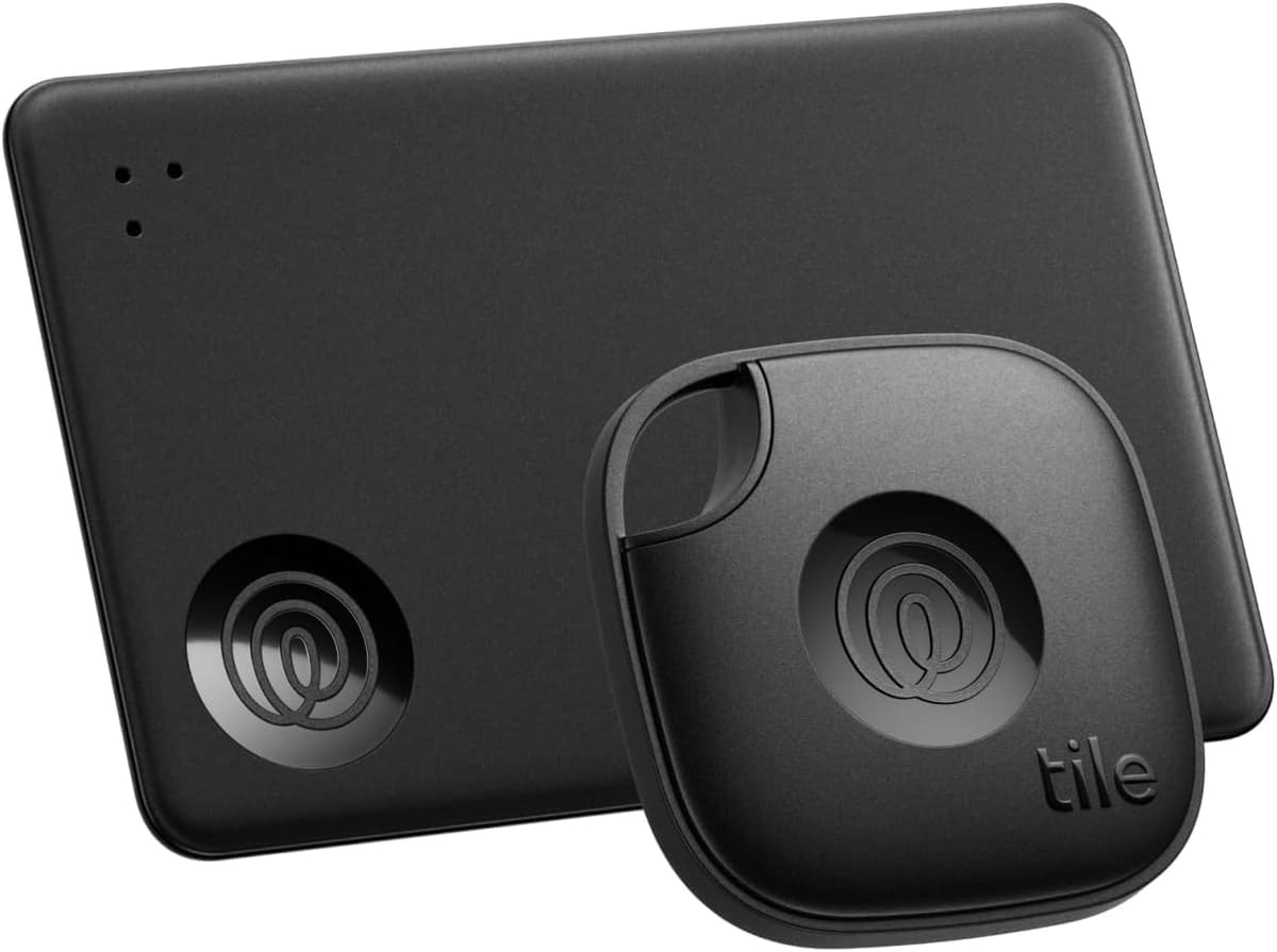 Tile by Life360 Starter Pack - Bluetooth Trackers and Item Finders for Keys, Wallets and More, Both iOS and Android Compatible, Phone Finder, Pack of 2 (Black Mate/Slim)