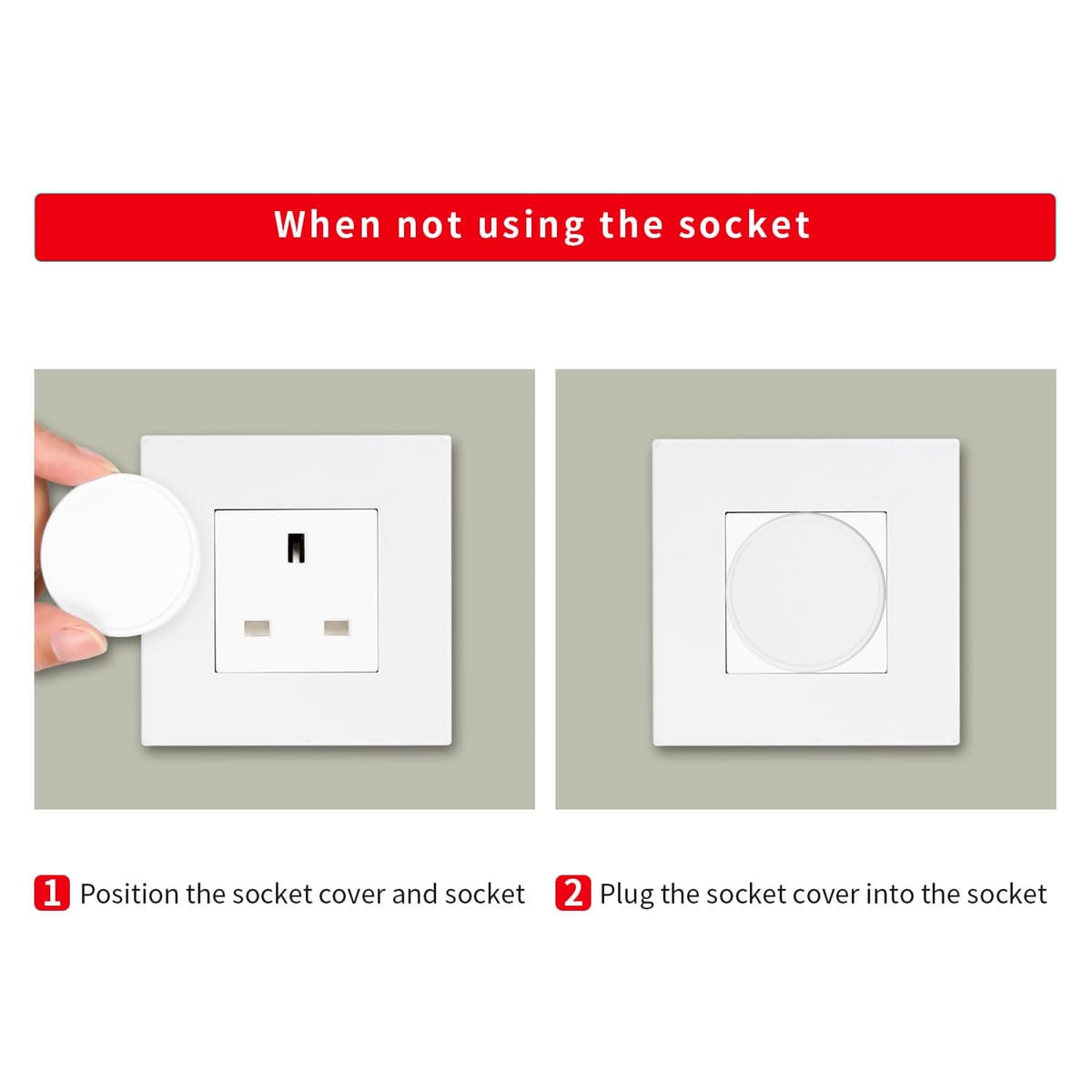 Norjews 20 Pack Plug Socket Covers UK, Child Safety Plug Socket Sovers Baby UK, Socket Protectors for Sockets UK - White — view 4
