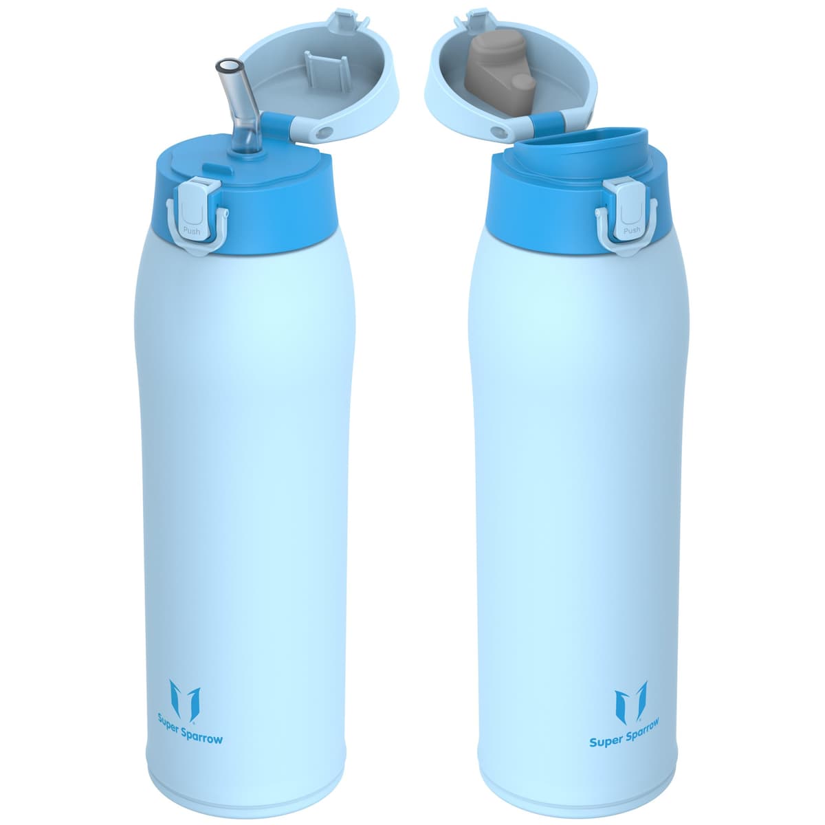 Super Sparrow Insulated Water Bottle - Travel Mug - 500ml, 750ml，950ml - Stainless Steel Water Bottles - BPA Free - Leakproof Metal Bottles - Includes 2 Lids, Straw Lid & Spout Lid — view 21