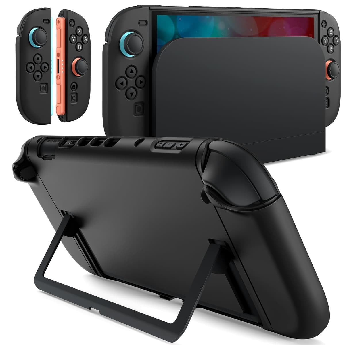JETech Slim Dockable Case for Nintendo Switch 2 (2025) 7.9 Inch, Soft TPU Grip Cover for Joy-Con Detachable, Matte Carrying Protective PC Back Shell, Anti-Scratch (Black)
