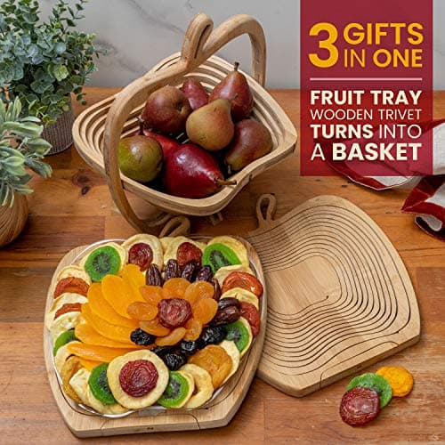Dried Fruit Gift Basket for Valentines Day – Healthy Gourmet Snack Box - Holiday Food Tray - Variety Snacks - Birthday, Sympathy, Mom, Dad, Corporate Tray - Bonnie & Pop