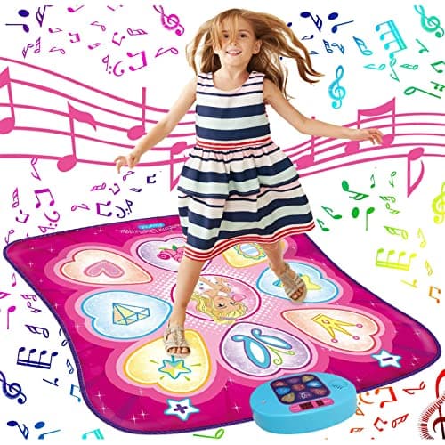 SUNLIN Dance Mat, Girls Toys Gifts for Kids Age 3-8, Dance Pad with LED Lights, Adjustable Volume, Built-in Music, 3 Challenge Levels, Christmas Birthday Gift for Girl 3-10 Years Old