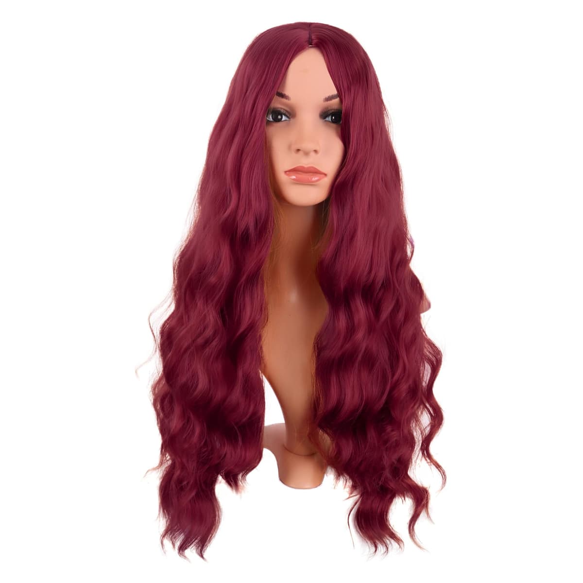 MapofBeauty 24 Pulgada/60 cm Largo Lacio Peluca Con Flequillo Sintética Cabello Heat Resistente Para Fiesta de Cosplay (Rosa Caliente) — view 20