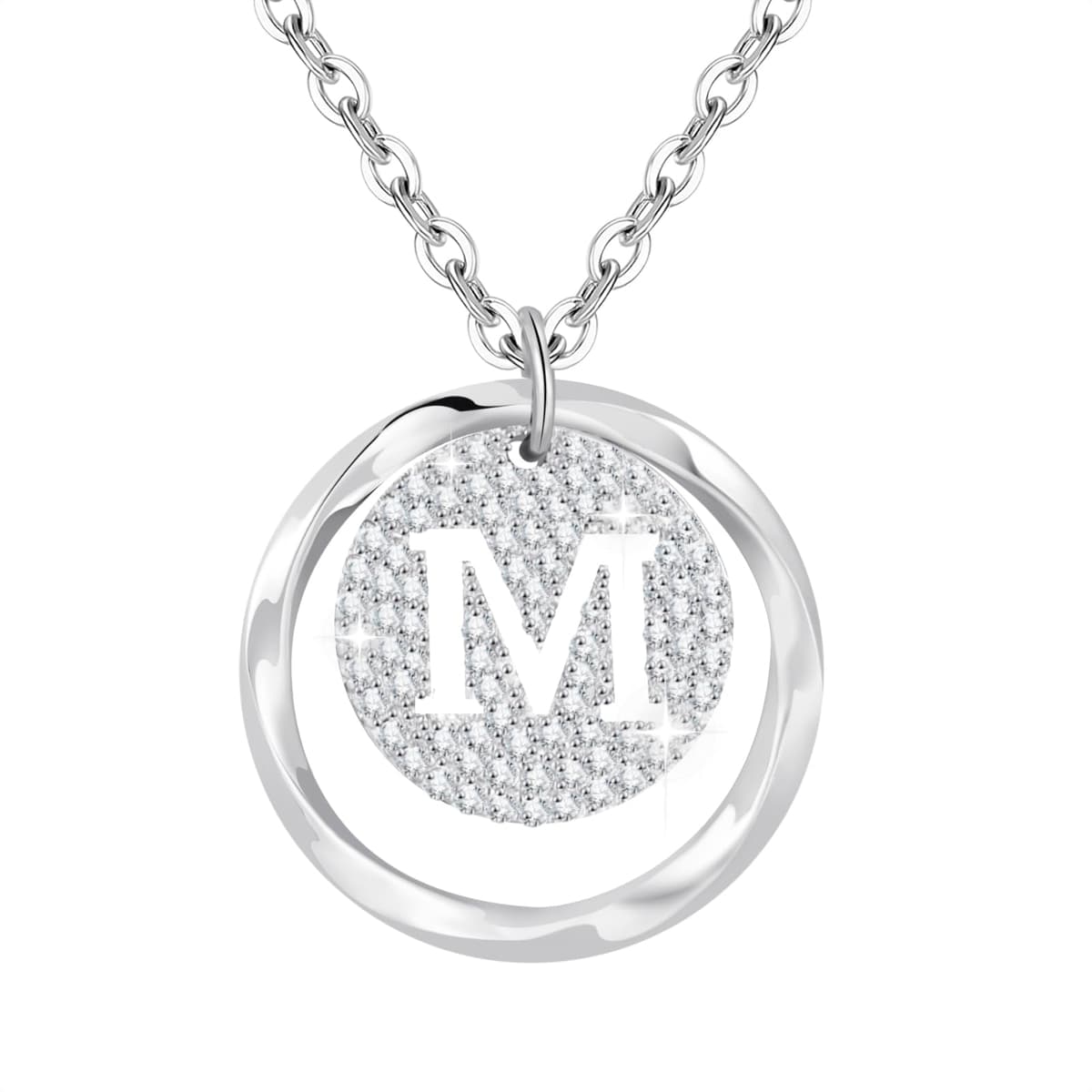 A-Z Initial Necklace for Women in 925 Sterling Silver Personalized Necklace with Silver Letter Necklace with Cubic Zirconia Adjustable Silver Jewelry for Women