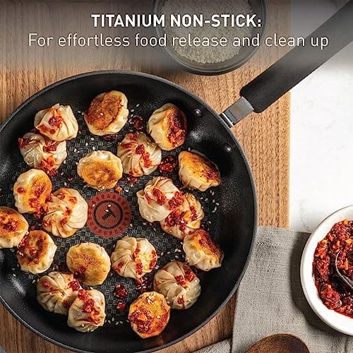 T-fal Ultimate Hard Anodized Nonstick Fry Pan Set 2 Piece, 10, 12 Inch, Oven Broiler Safe 400F, Cookware, Pots and Pans Set Non Stick, Kitchen Frying Pans, Cooking Skillets, Dishwasher Safe, Grey — view 2