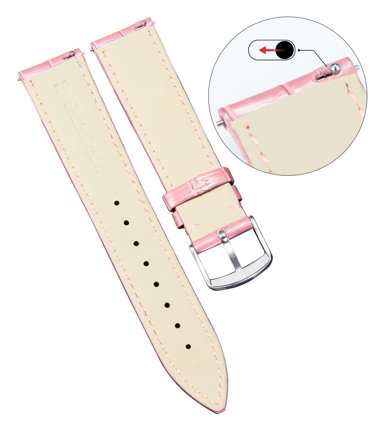 BINLUN Quick Release Leather Watch Straps Replacement Watch Bands Smart Watch Strap Crocodile Pattern in 10 Colors 13 Sizes with Silver/Gold/Rose-Gold Buckle for Men Women(10mm-24mm) — view 166