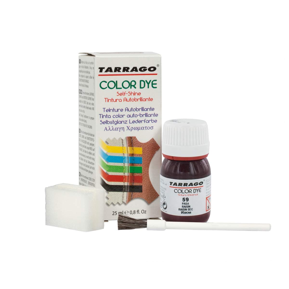Tinte para Zapatos y Bolsos de Cuero y Textil con Esponja y Brocha | Cubre Rozaduras y Desgastes del Calzado | Gama de 90 colores — view 46
