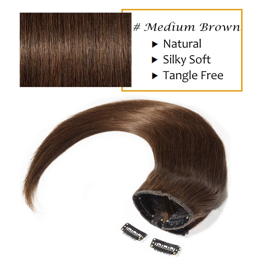 Silk-co 10inch Hair Extensions Clip in Hair Extension Human Hair #04 Medium Brown -Basic Thickness-Thin Weft- 8 Pieces Real Remy Straight Hair Extensions[50g] — view 104
