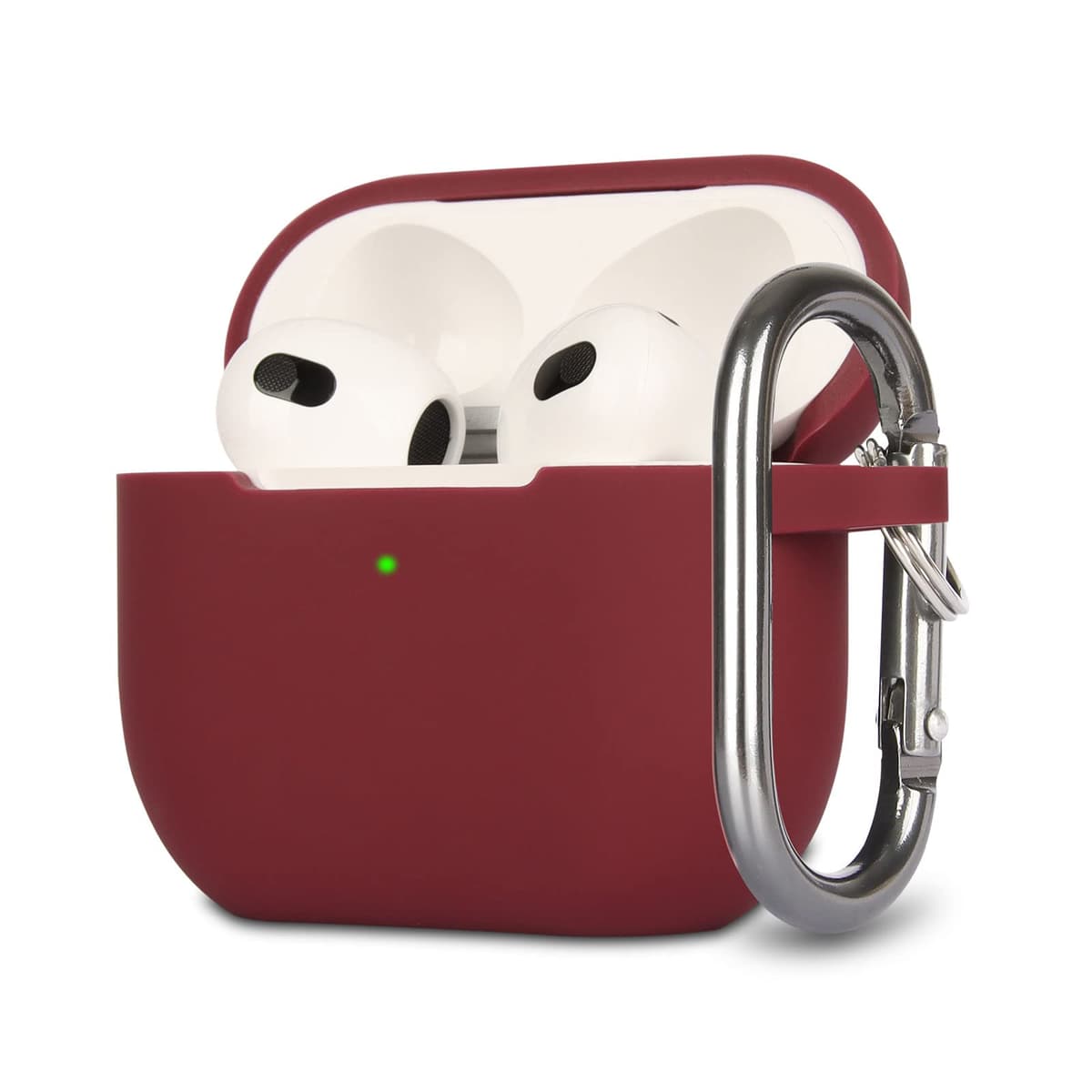 Funda de Silicona Compatible con AirPods 3, Anti-rasguños, Anti-Polvo, LED Frontal Visible, Funda Premium Silicona para AirPods 3.ª Generación (2021) con Mosquetón, Coral Orange — view 10