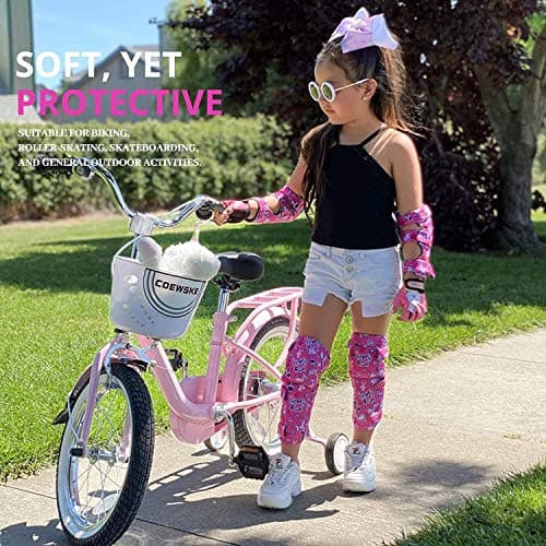 Simply Kids Kids Knee & Elbow Pads & Bike Gloves Set for Kids 2-8, Unisex, Pink, Ideal for Skateboarding, Rollerblading, Mountain Biking, BMX Cycling