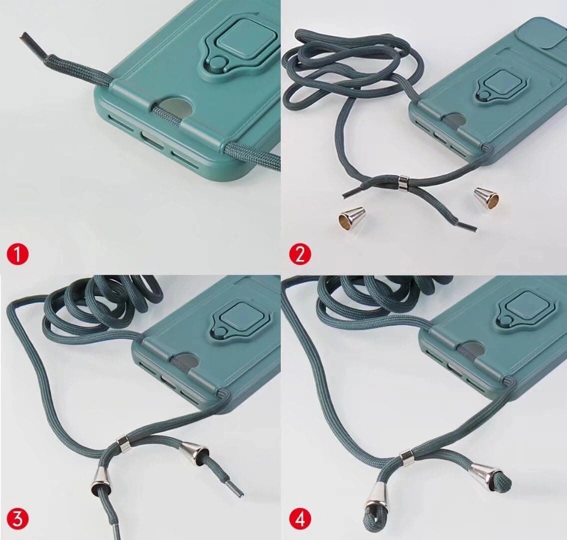Protección de Cámara Funda Compatible con iPhone 13, con Anillo Soporte, Ajustable Collar Correa de Cuello Cordón Carcasa de Silicona-Púrpura — view 7