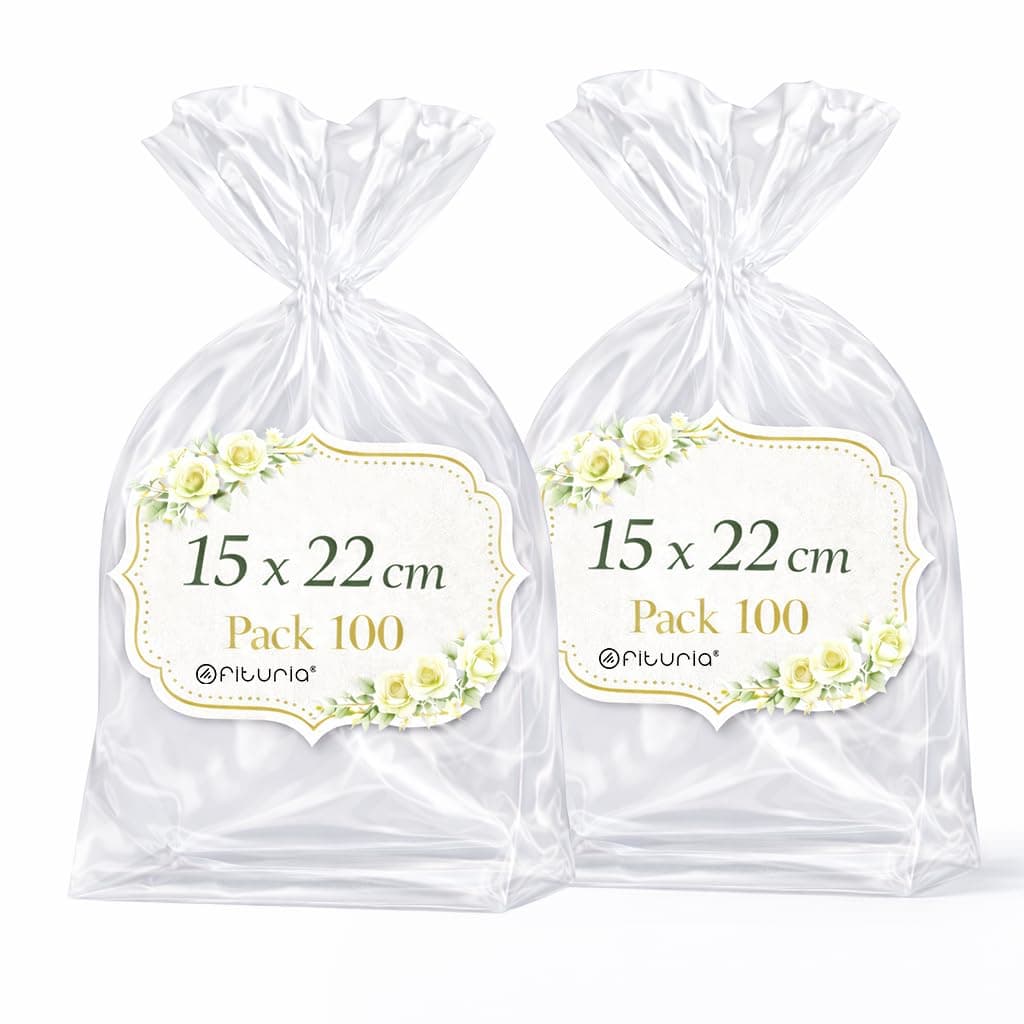 Ofituria Bolsas Celofán Transparente 10 x 15 cm, Bolsas Transparentes para Chuches y Regalos – Bolsas Plastico Transparente para Cumpleaños Infantiles, Galletas y Detalles, 1 Pack (100 Bolsas) — view 14
